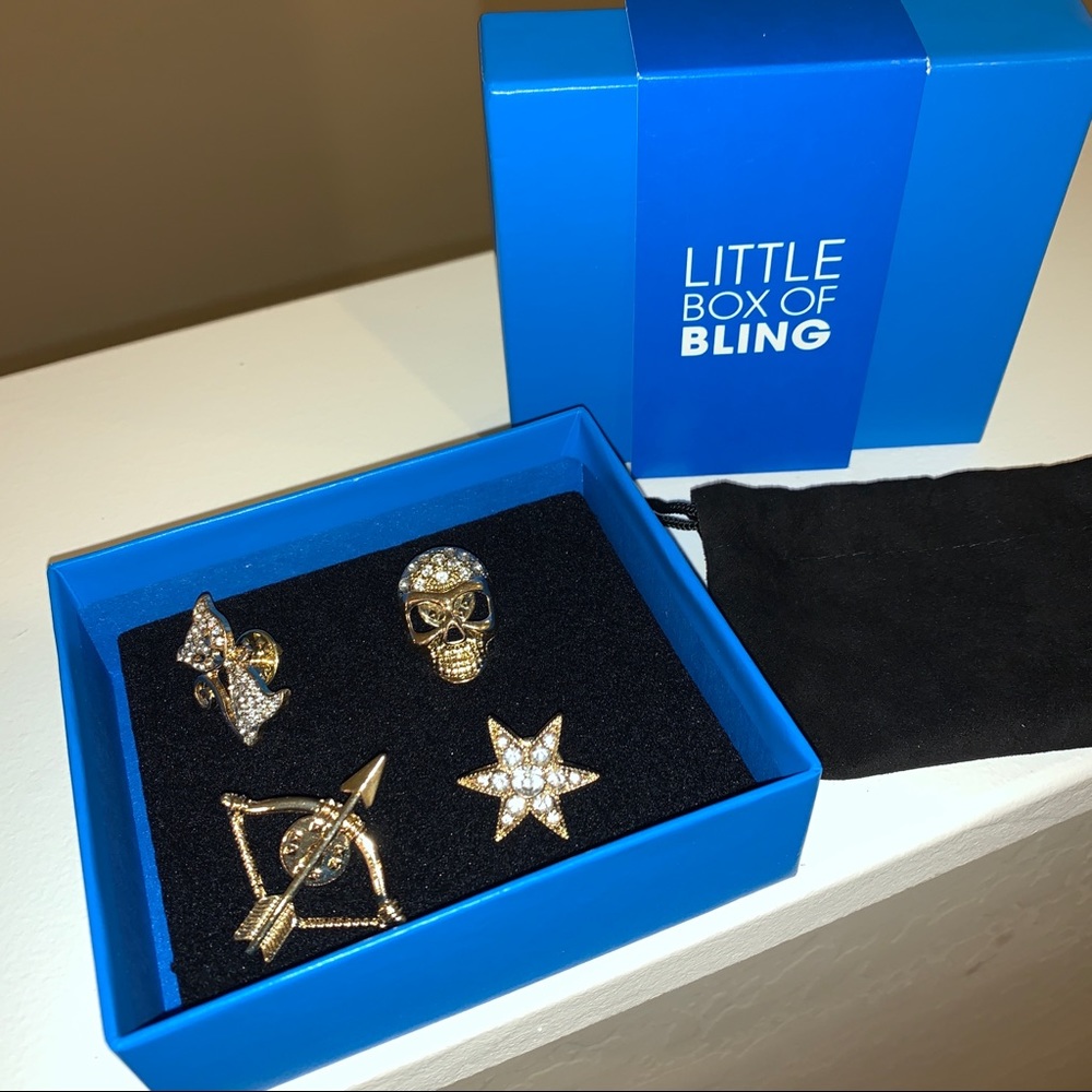 Little box of bling 4 piece Gold pin set new gorgeous